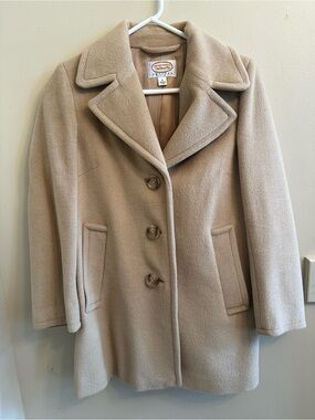 Vintage Talbots Women's Camel Tan Wool Pea Coat Size 8 Petite
